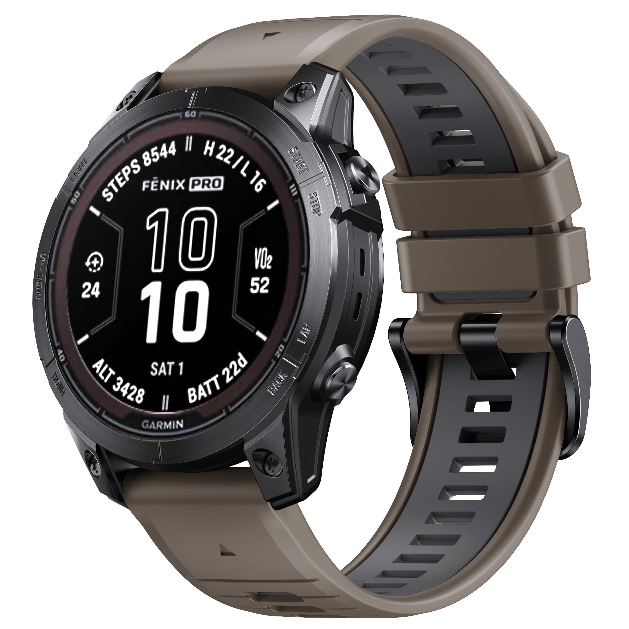 NotoCity for Fenix 7 Pro Band 22mm Width Fenix 6 Strap for Fenix 5/Fenix 7/Fenix 5 Plus/Fenix 6 Pro Soft Silicone Watch(Brown Dark-Gray)