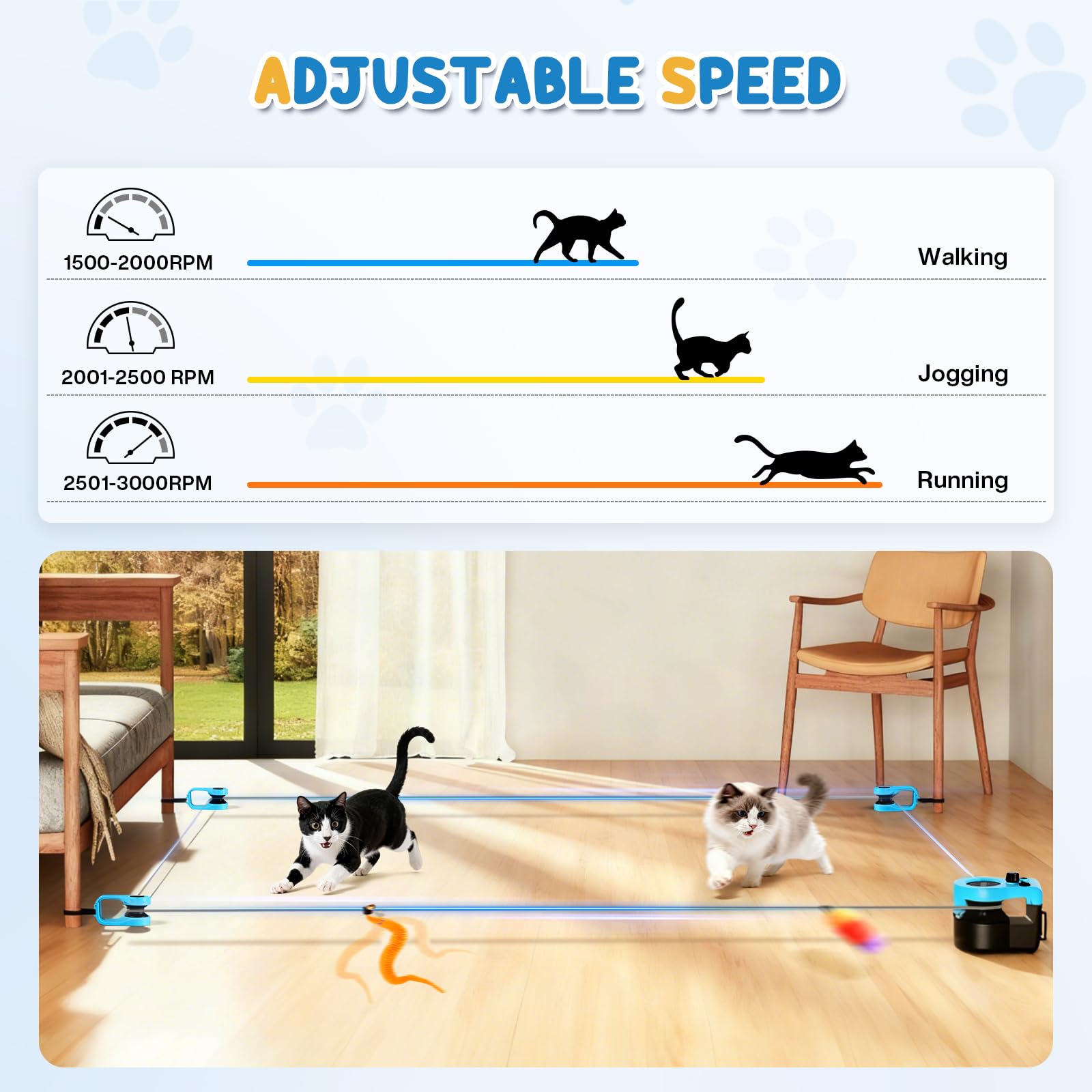 DoubleCare Jouet électrique pour chat et jouet d'intelligence pour chat automatique/télécommandé, jouet interactif pour chats domestiques avec vitesse réglable