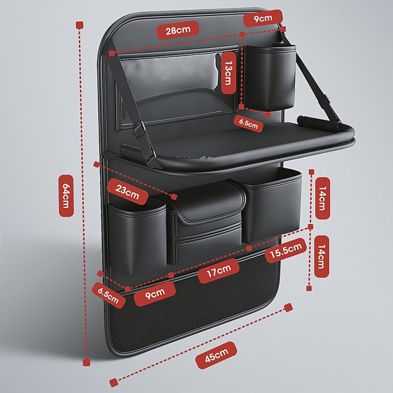 Organisateur de Voiture pour Benz VITO Box/Mixto/Tourer (W447) 2014- 2022 2023 2024 2025-2026, avec Table Pliable en Cuir PU, Rangement Siège Arrière Imperméable,Protection de Dossier Robuste