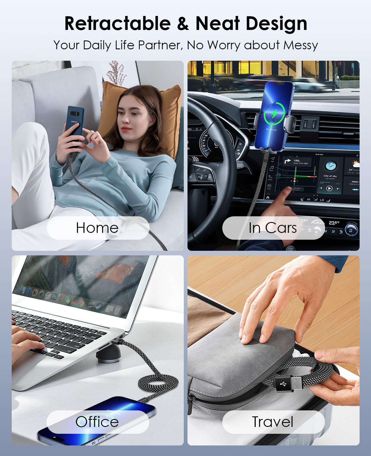 Magtame Cavo USB C, 1,5 m, magnetico USB A a USB C, cavo a spirale, cavo di ricarica USB C, cavo di ricarica rapido, compatibile con Samsung per dispositivo USB C per pad, nero