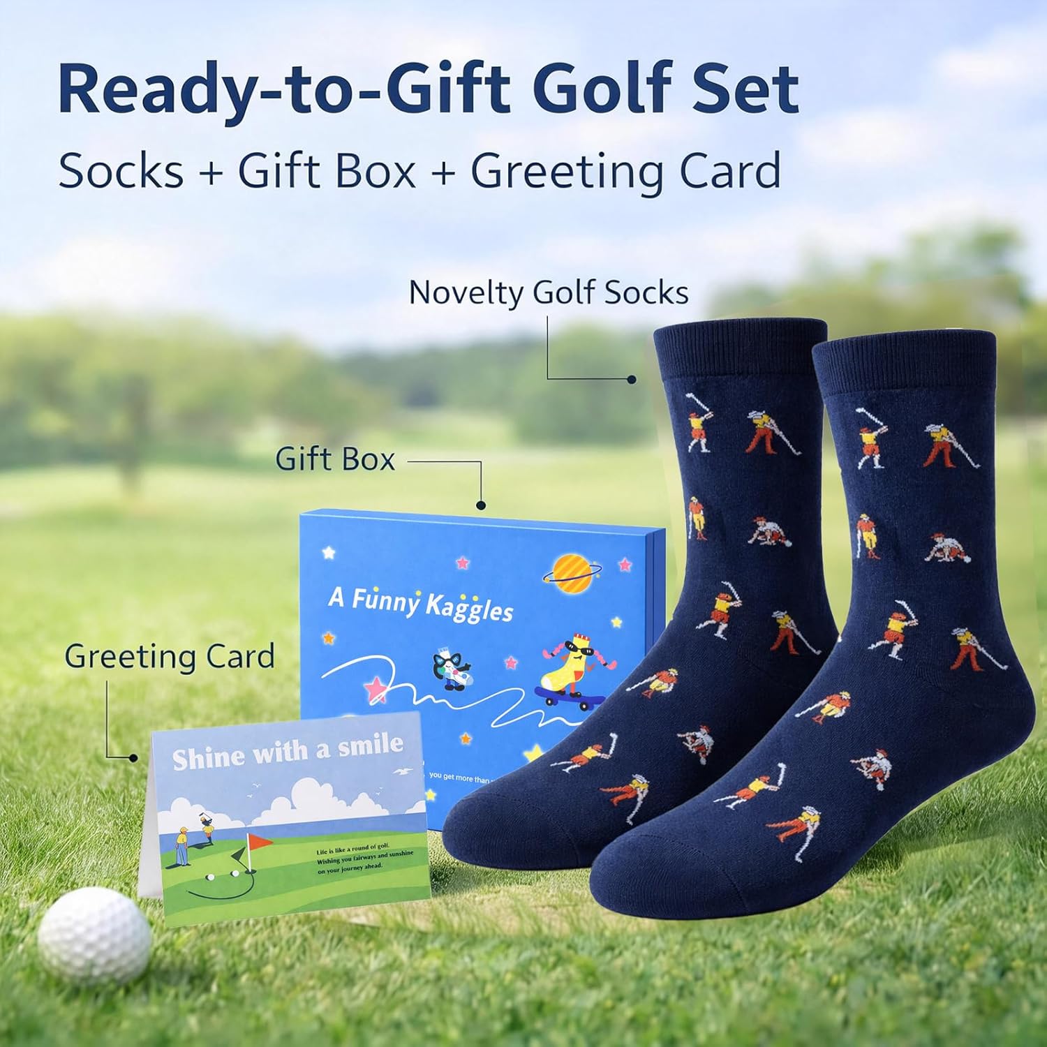 Gifts For Golfer,Golf Socks and Golf Gifts Card for Men,Birthday Valentines Day For Golfer - Image 2