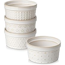 MALACASA 8 oz Ceramic Ramekins Set of 4, Creme Brulee Souffle Oven Safe