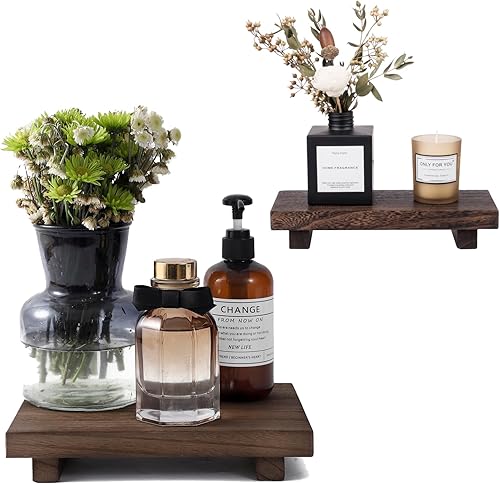 Organizador pequeño para encimera de baño, bandejas decorativas de madera, soporte rectangular para cosméticos, cocina, jabón, botella de loción,