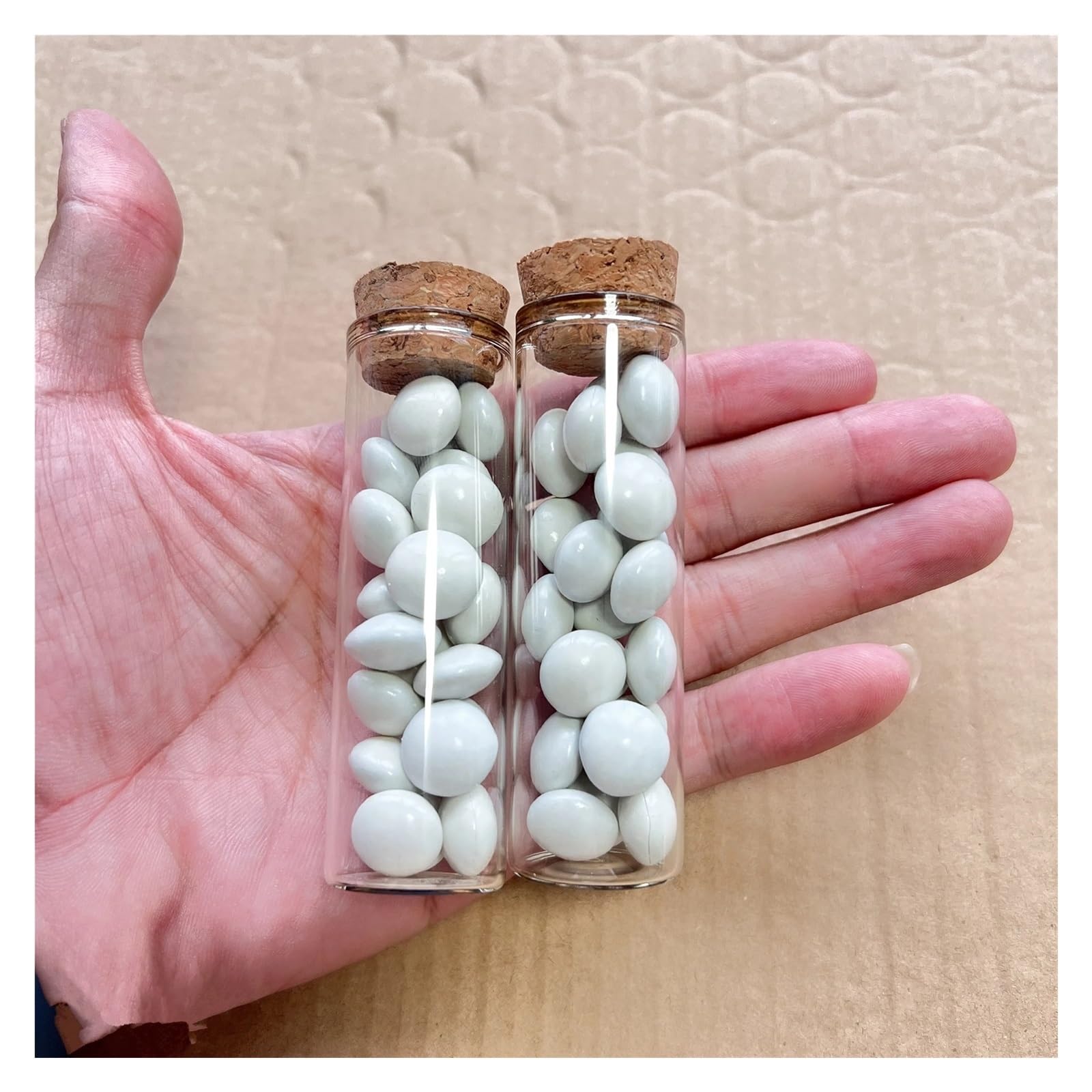 Diámetro 25 mm Grageas de boda Botella de vidrio Corcho Frascos de vidrio Tubo de ensayo Contenedor vacío Manualidades DIY Botella de dulces Regalo de boda(6 pieces)