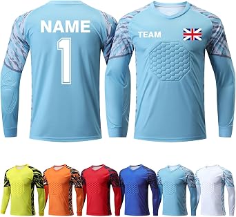 Goalkeeper Jersey Custom Football Goalie Shirt Padded Goalie Jersey Football Personalised Goalkeeper Kit for Kids Youth Adult with Name Number Team Logo