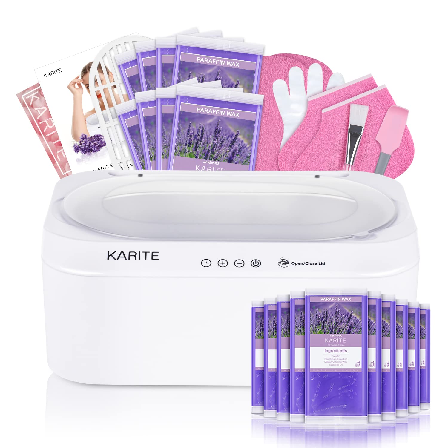 KARITE Paraffin Wax Machine for Hands and Feet with Auto Open Lid, Paraffin Bath,20Min Fast Wax Meltdown, Precision Temperature Control, 4500ml Paraffin Warmer with 18Pack Refills