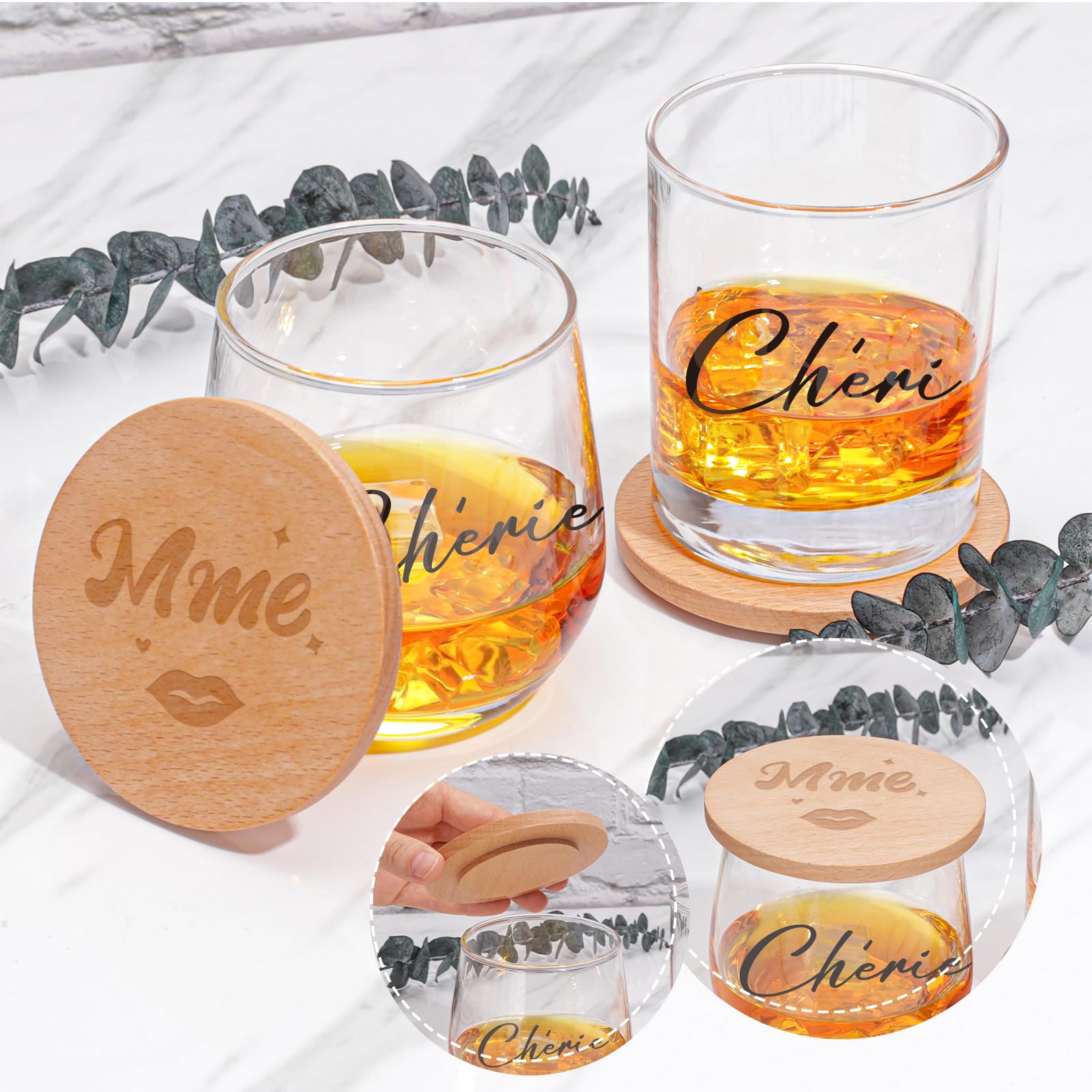 Tapis et Ensembles Coffret Cadeau de Mariage 10 Pièces, Bambou avec Planche, Verres, Dessous de Verre, Ustensiles de Cuisine, Support et Décoration MR & MRS,Cadeau Couple Marié