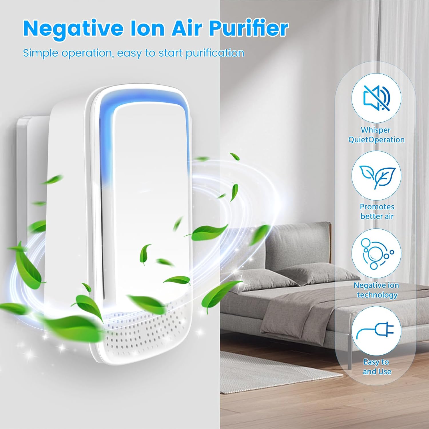 Plug In Air Ionizer Purifier for Home Mini Air Purifier for Small Room Quiet Working Air Freshener for Office, Bedroom,Living Room(4Pack)