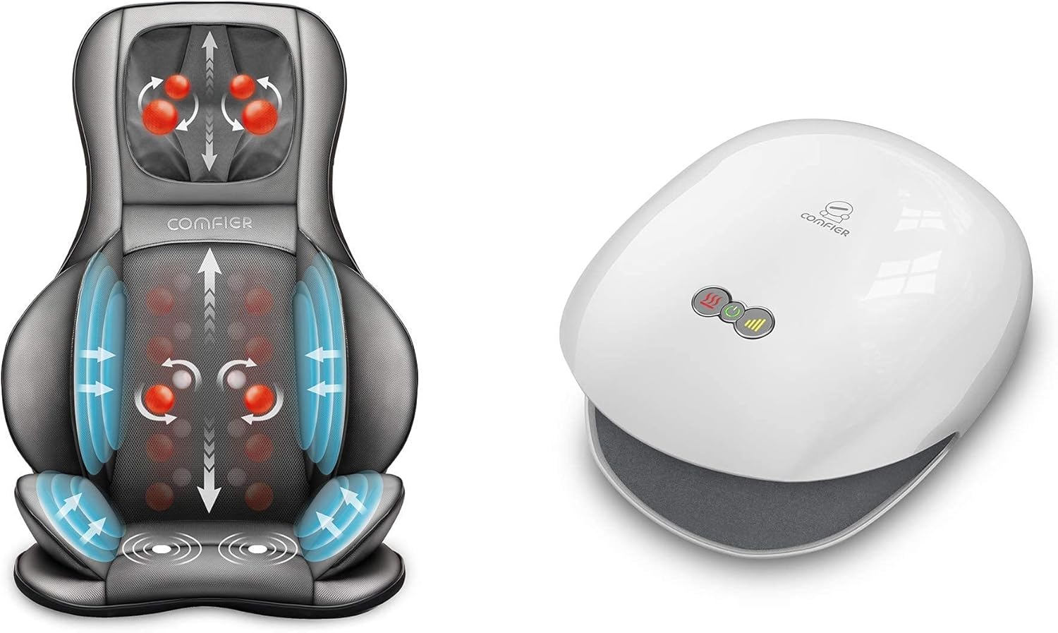 COMFIER Neck and Back Massager with Heat | Shiatsu Massage Chair Pad Portable | Full Body, Back, Neck & Shoulder Massager