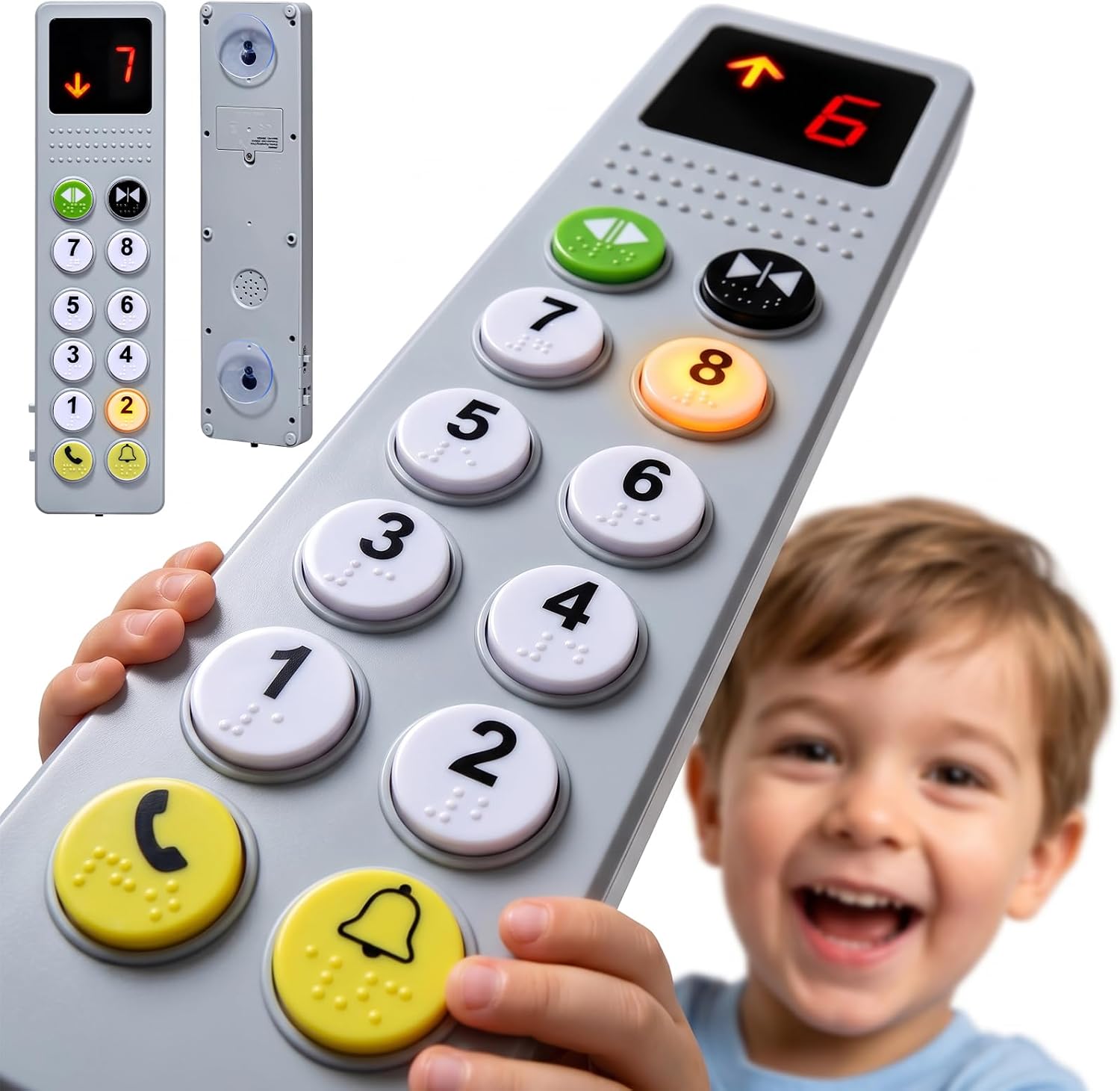 Kids Elevator Activity Panel Toy for Toddlers, Musical Toy Sensory Busy Board with Lights Sounds Numbers, Montessori Toys for 2 Year Old Boys Girls, Toddler Travel Toys, Birthday Gift for Kids