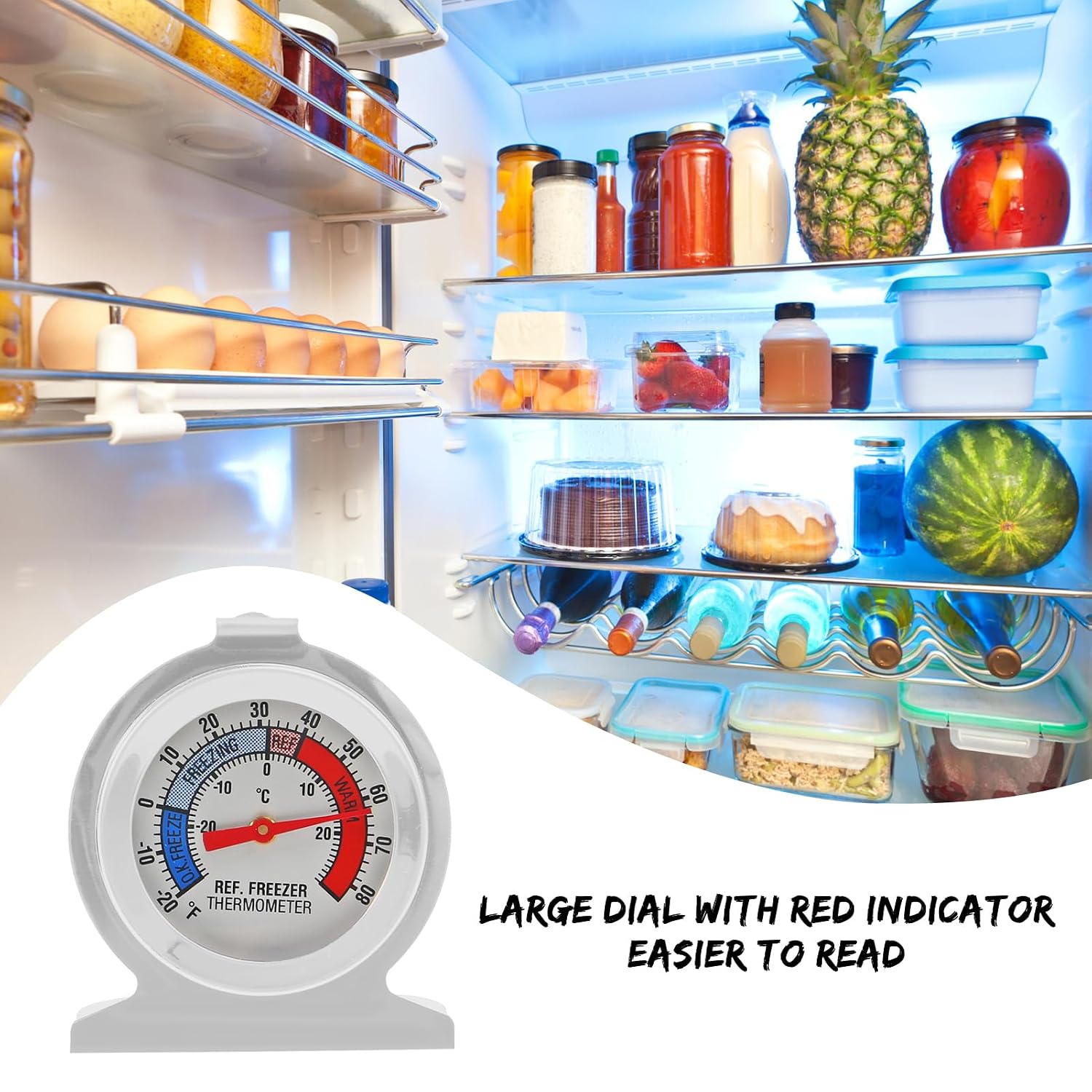 2 Pack Refrigerator Freezer Thermometer -30~30°C/-20~80°F with Red Indicator Thermometer for Refrigerator Freezer Fridge Cooler