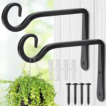 Plant Hangers Outdoor, 2 Pack 6 Inch Plant Hooks for Wall Hanging Plants