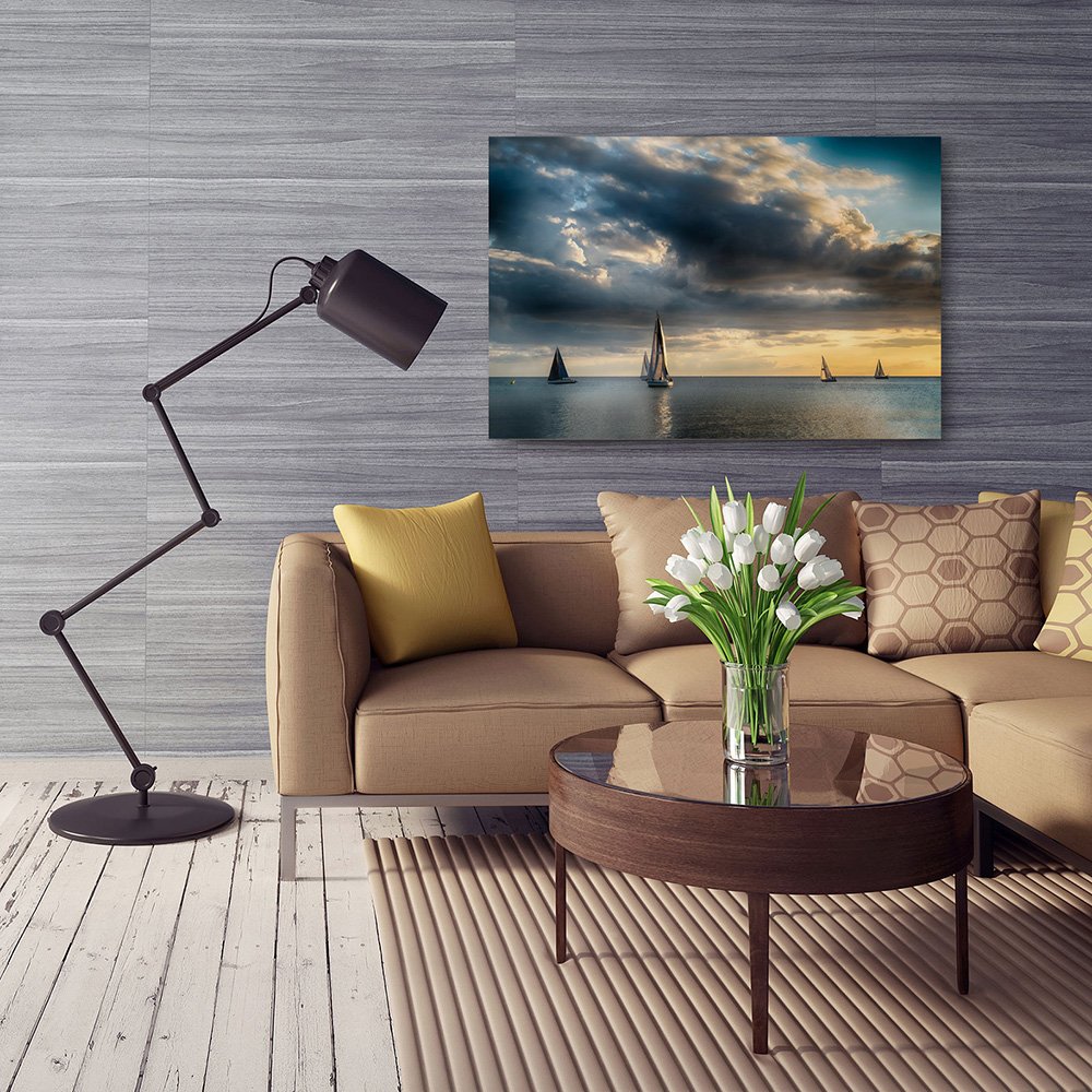 Visario Quadro su Tela Spiaggia 200 x 100 c 5 Tele odello Nr XXL 6302
