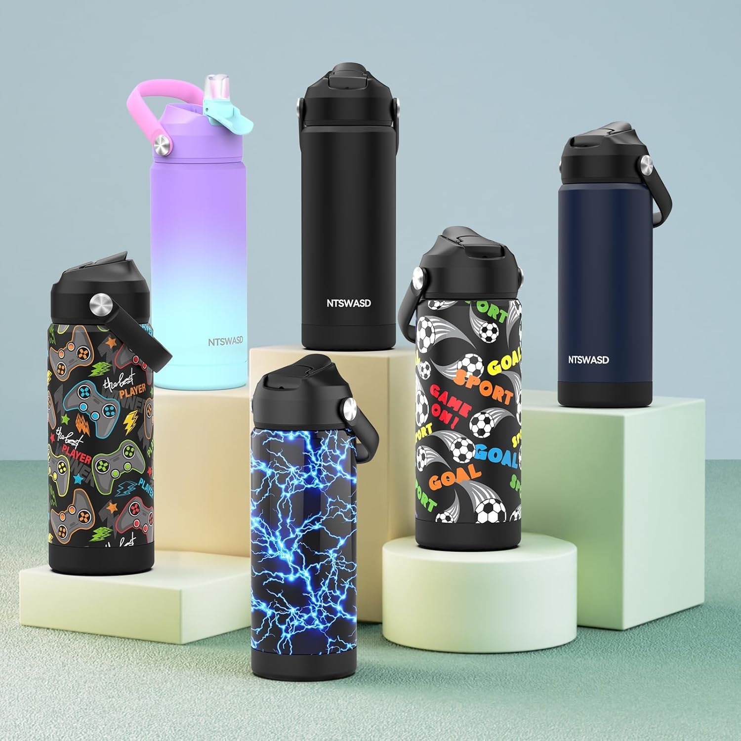 Kids Water Bottle with Straw,18 oz Boys Insulated Cups with Stainless Steel Leak Proof for School Boys Girls,Sport&Travel（Blue） - Image 7