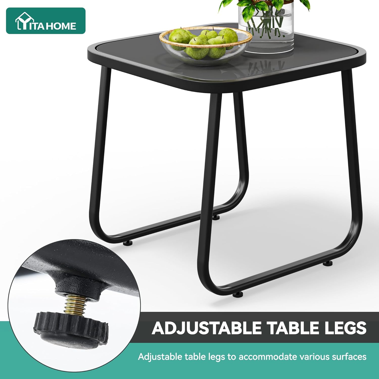 YITAHOME 3 Piece Rocking Bistro Set, Outdoor Patio Furniture Set with Wooden Armrests, Porch Chairs Set with Glass Table for Lawn, Garden, Balcony, Poolside, Beige