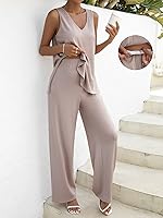 Vista 3 de Verdusa Conjunto de 2 piezas de camiseta sin mangas dividida y pantalón suelto para mujer