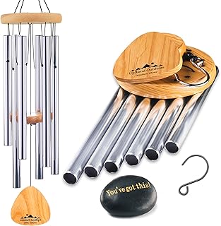 UpBlend Outdoors Wind Chimes for Outside - 29" Silver Wind Chimes for Outdoors, Harmonic Tuned Wind Chime Outdoor, Windchimes for Mom, Grandma, Windchime for Her