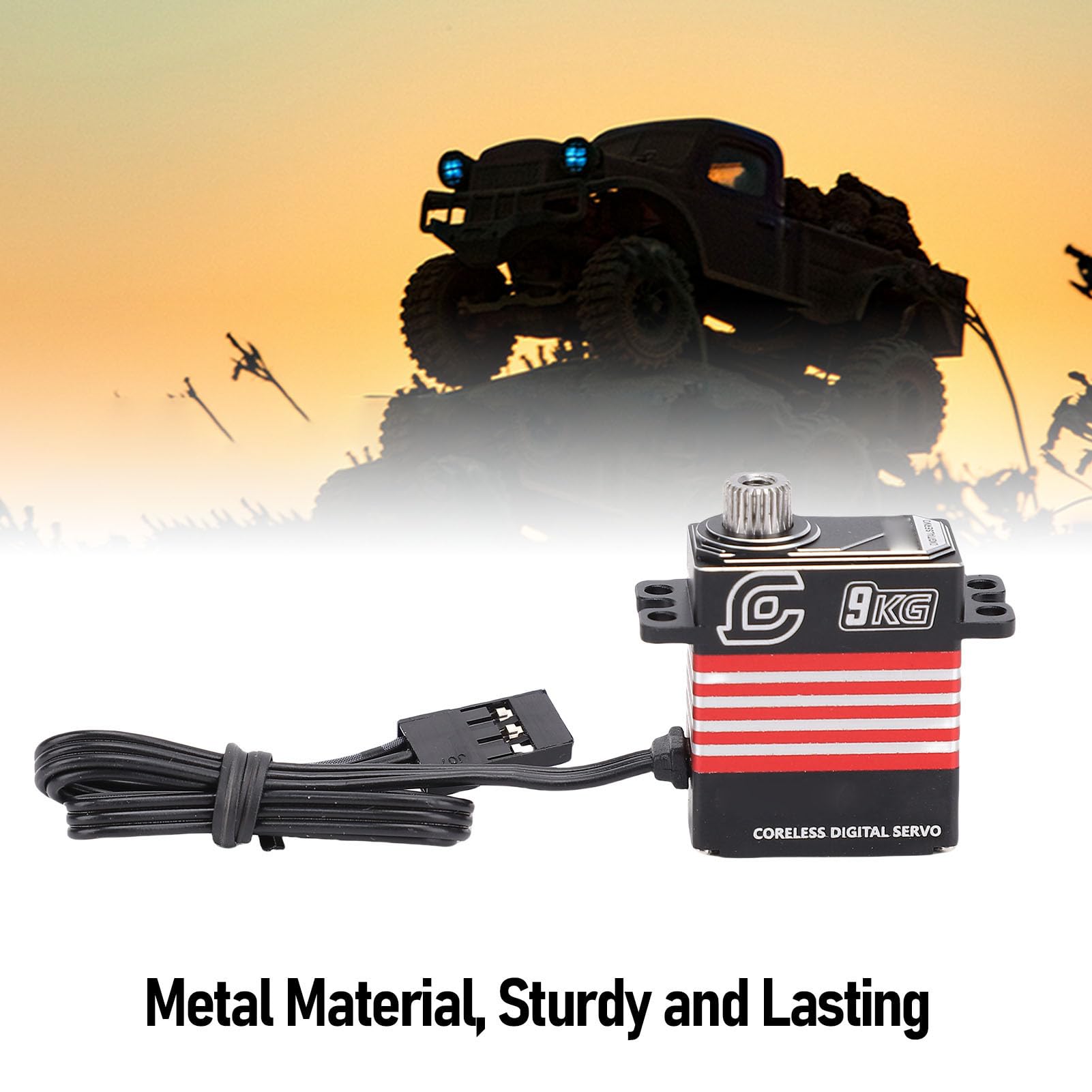 servo digital RC de 9 kg con brazo IP66 Reemplazo de servo de metal a prueba de agua para SCX10 III 1 18 Crawler Control de precisión de alto par para entusiastas de (Roja)
