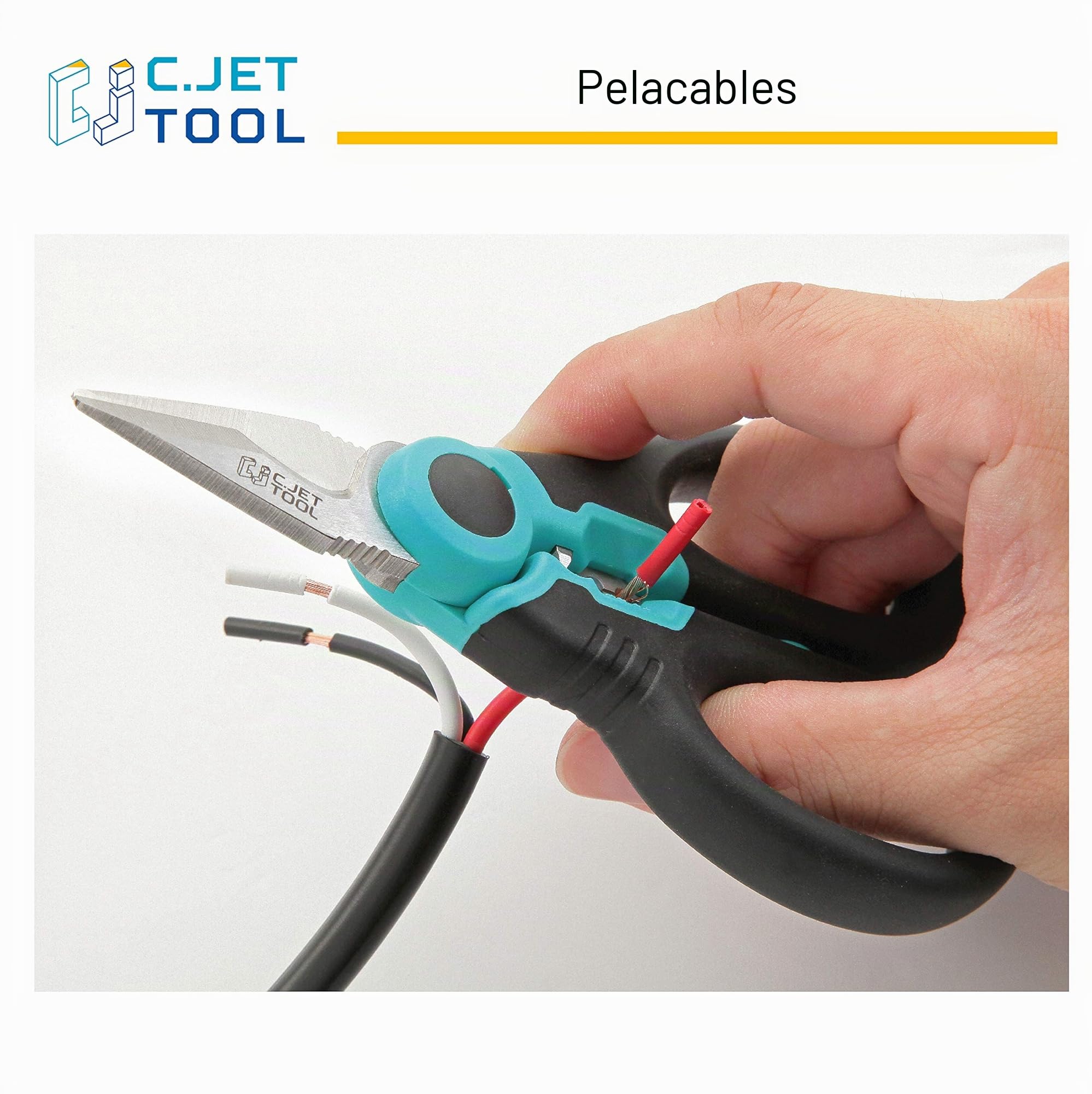 C.JET TOOL Tijeras Electricista Profesional de 160 mm, Acero Inoxidable para Cable Suave de Cobre de Aluminio (Turquesa)