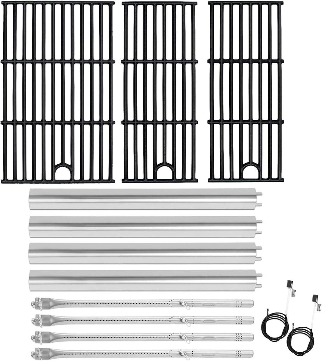 Grill Parts for Charbroil Performance 4-Burner 463352521 463354021 463365021 463365522 463366022, 17 inch Cooking Grate, Burner and Heat Plate for Charbroil Grill Replacement Parts 463351221