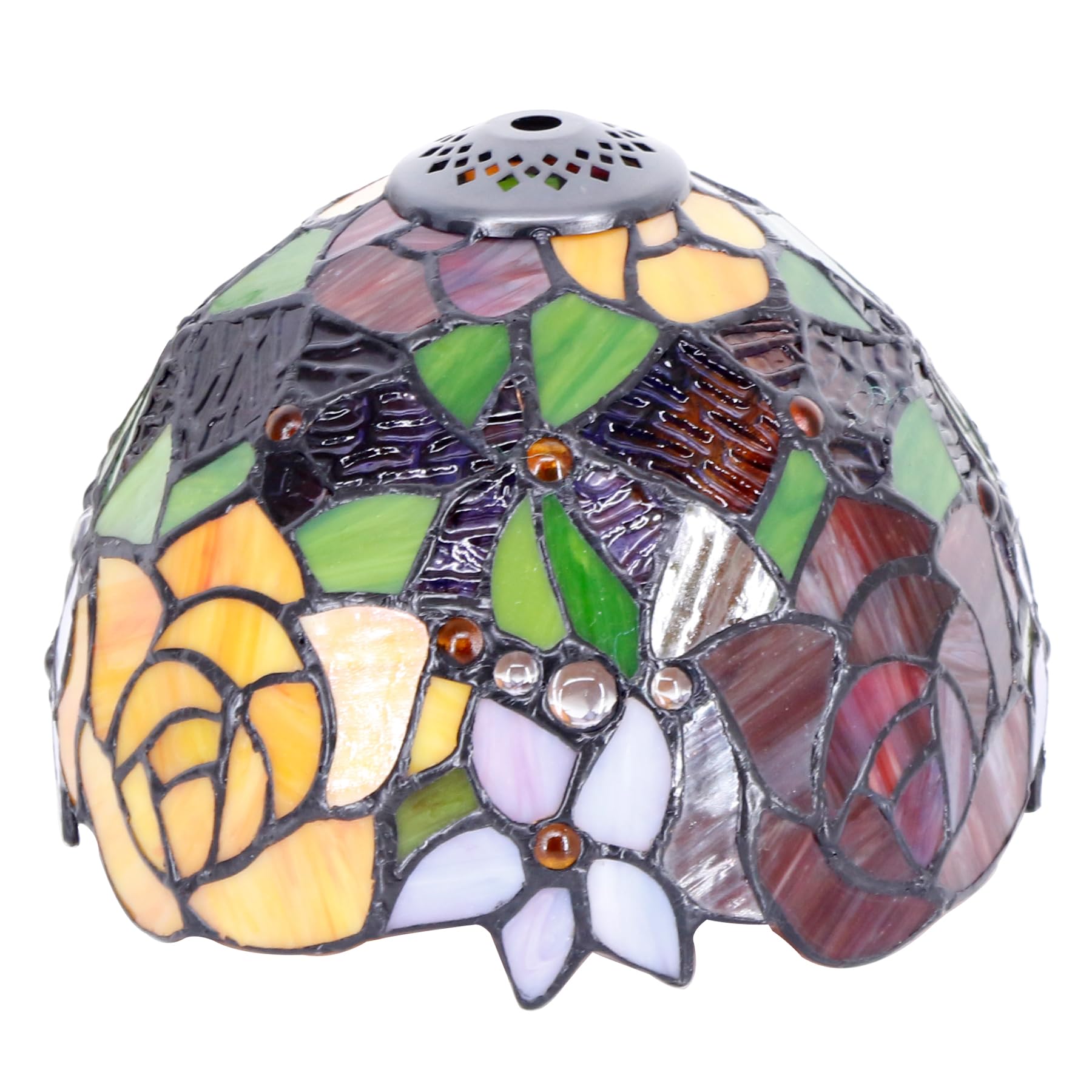 8 Inch Small Tiffany Lamp shade Replacement Only(Red Yellow Roses)