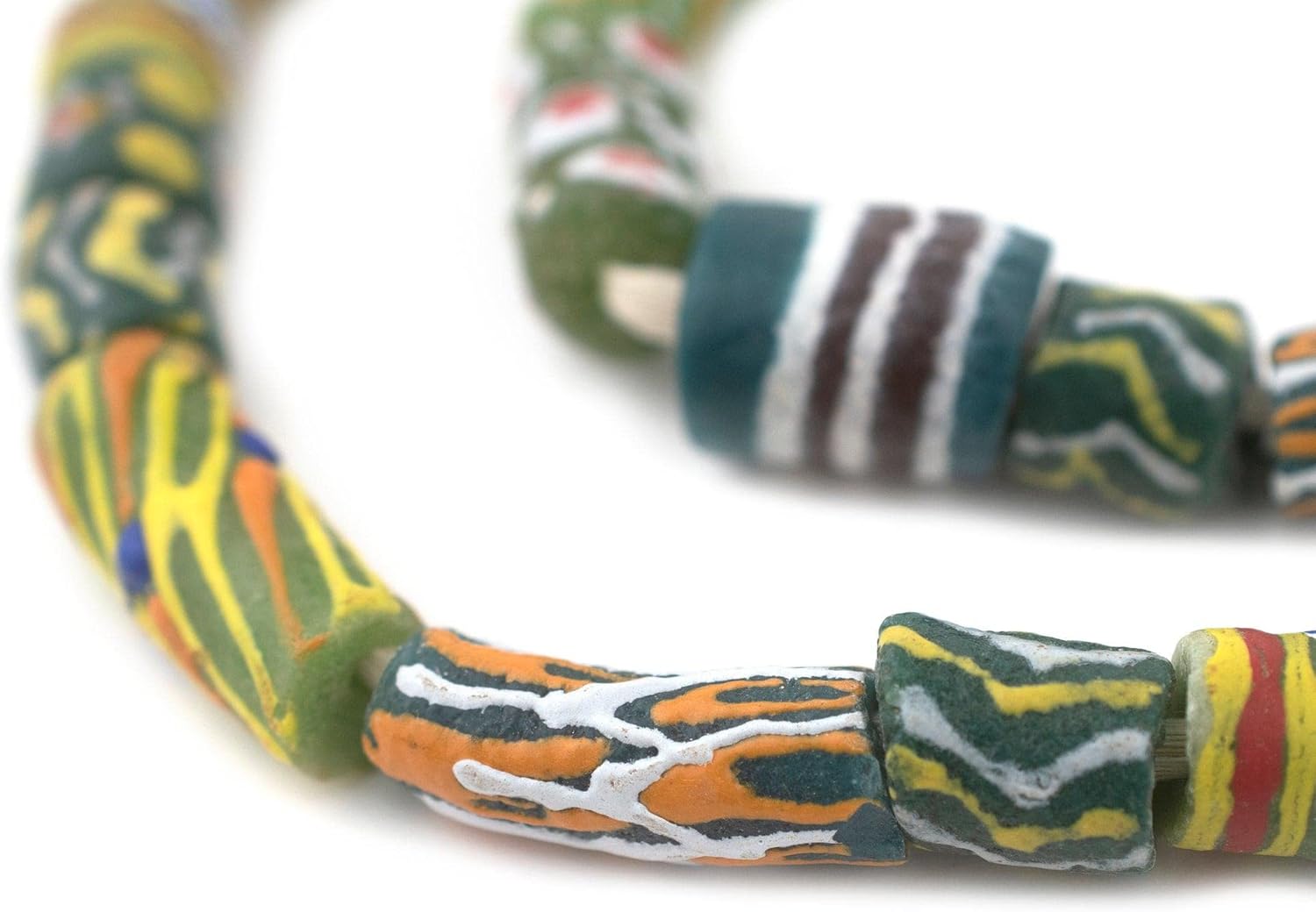 The Bead Chest Green Medley Krobo Beads (Long Strand)