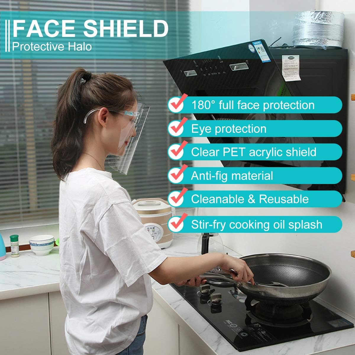 [Fulfillment By Amazon] Sunzel Face Shields Set with 10 Replaceable Anti Fog Shields and 5 Reusable Glasses for Man and Women to Protect Eyes and Face (10 Pack)