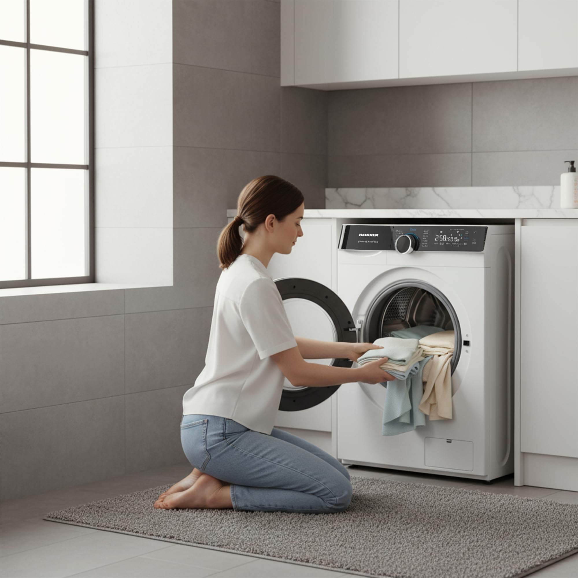 HWDM-M814IVKA Waschtrockner Combo – 8 kg Waschen/6 kg Trocknen, 1400 U/min, 15 Programme, LED-Touch-Display, Inox-Finish, Energieklasse A, 5 Jahre Garantie (8/6 kg) (8/6 kg)