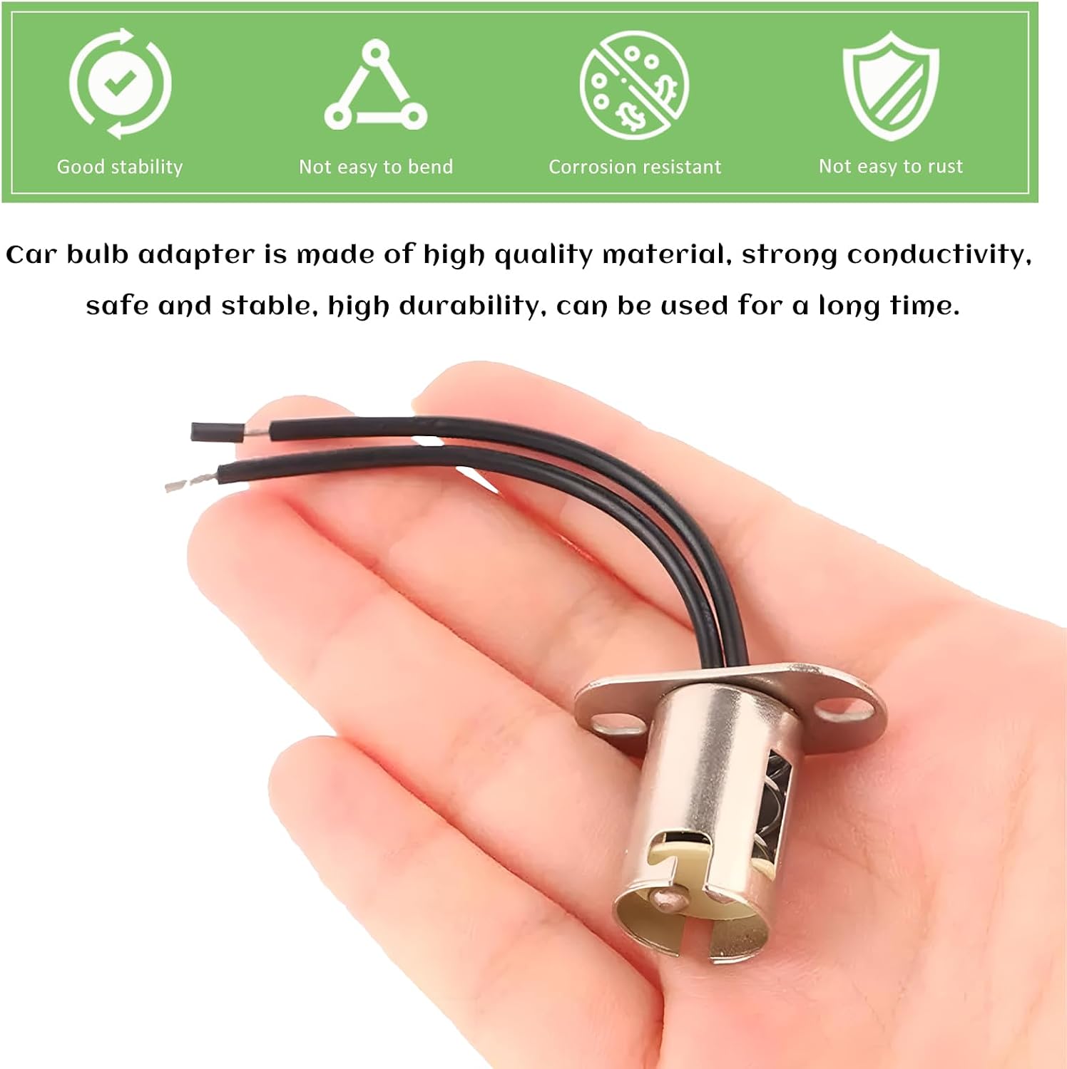 Sun Walker 2PCS Car Light Bulb Socket, BAY15D Snap-in LED Light Socket Adapter with 2 Wire Connectors, 1157 Pre-Wired Brake Lamp Holder Turn Signal Adapter Plug for Cars Trucks SUVs