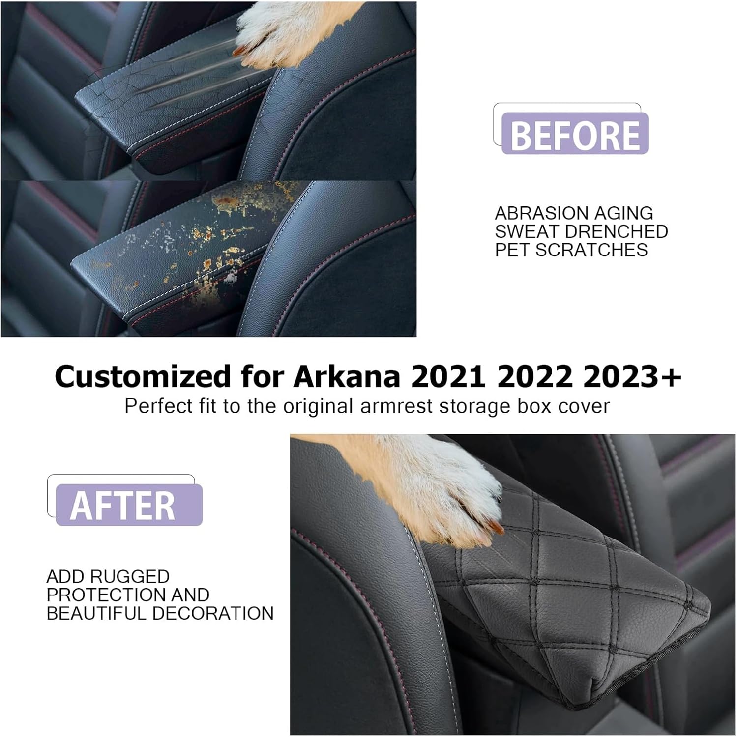 Car Armrest Box Cover Compatible with Renault Arkana 2021 2022 2023 Central Control Container Pad Auto Interior Arkana Accessories