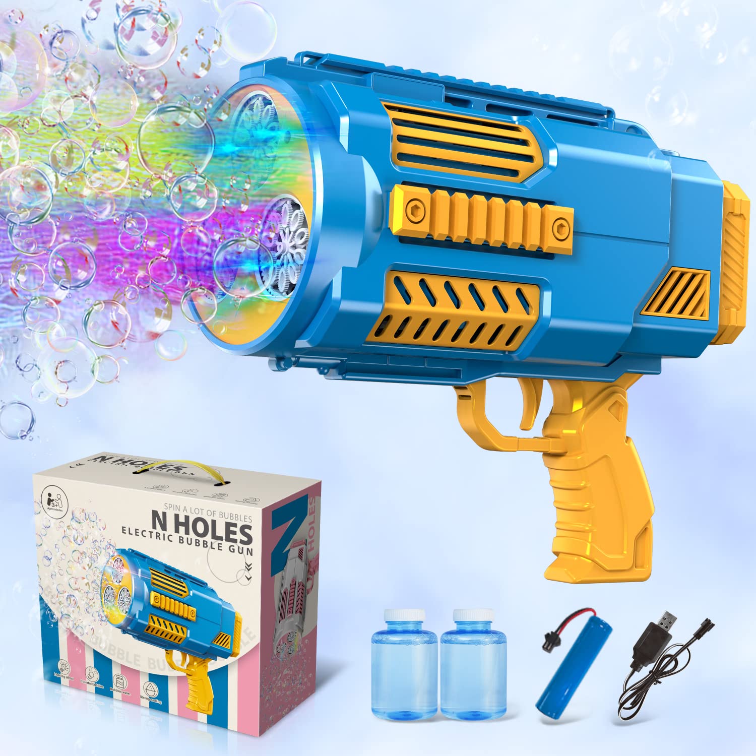Upgraded Automatic Bubble Gun, Built-in Bubble Solution, No Need to Dip Bubble Solution, 8000+ Bubble Per Minute Durable Bubble Machine for Kids Adults,Outdoor Indoor Birthday Wedding Party