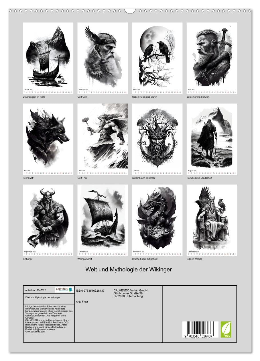 Welt und Mythologie der Wikinger (hochwertiger Premium Wandkalender 2026 DIN A2 hoch), Kunstdruck in Hochglanz: Entdecke die faszinierende Welt und ... Wikinger - Monat für Monat (CALVENDO Kunst)