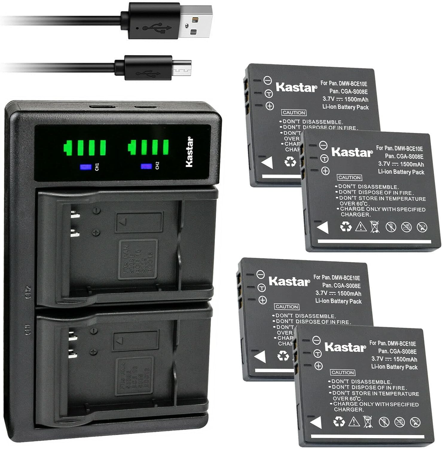 Kastar 4-Pack Battery and LTD2 USB Charger Replacement for Ricoh DB-70 Battery, Ricoh BJ-7 Charger, RICOH CX1, CX2, Caplio R6, Caplio R7, Caplio R8, Caplio R10 Cameras