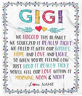 CenturyTee Personalized Gigi Blanket from Grandkids We Hugged This Blanket Gigi Birthday Mothers Day Christmas Customized Gifts Fleece Blanket (60 x 80 Inches - Adult Size)
