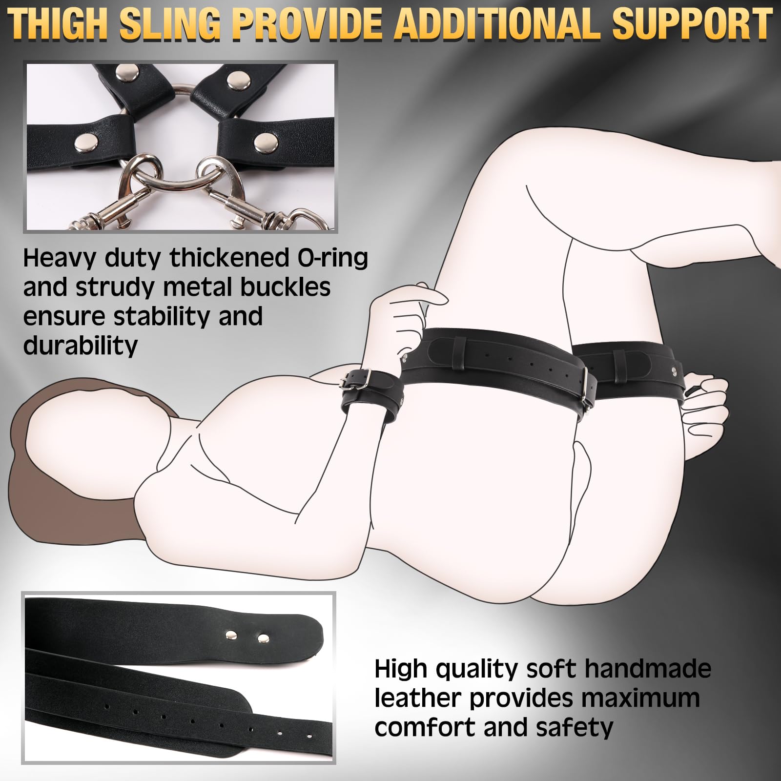 BDSM Sex Bondage Breast Restraints Thigh Sling, Leather Neck to Thigh Chest Restraints Harness Bed Restraints, Wrist & Thigh Cuffs Kinky Lingerie Bra, SM Games Sex Toys for Women & Couples ()