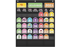 Mewise Classroom Calendar Pocket Chart For Kids - Black English