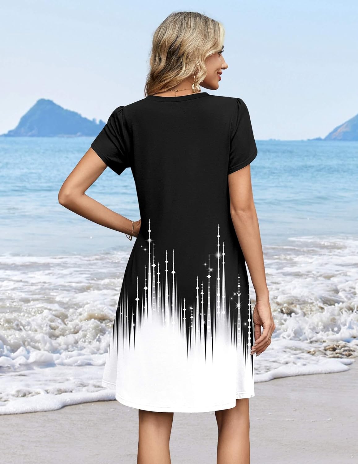 Zeagoo Summer Dresses for Women Casual A Line Dress 2026 V Neck Short Dresses Floral Sundress Pleated Boho Dress - Image 6