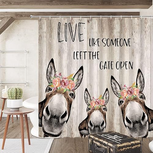 Miniatura 9 de Divertida cortina de ducha de vaca de las tierras altas de la moda bañera burbuja vaca animal rosa bolsa de tacones altos cortina de baño tela con