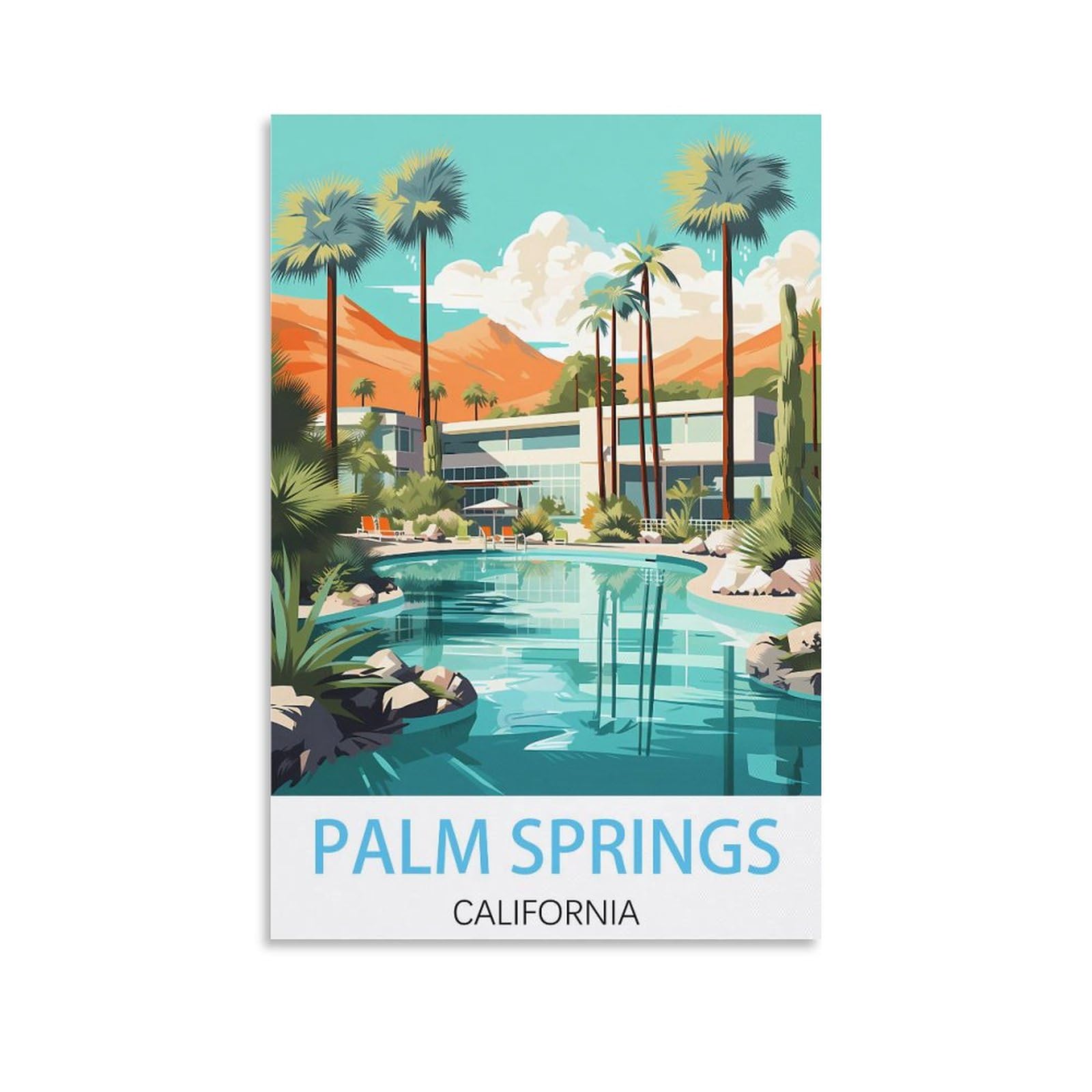 Amazon.com: Palm Springs Vintage Travel Poster Pool 12x18inch