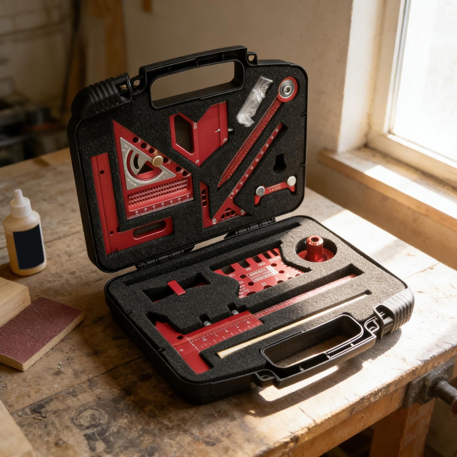 Kątowniki Stolarskie 10-Częściowe Narzędzie Pomiarowe do Stolarstwa | Wielofunkcyjny Zestaw Szybkiego Kątownika Do Prac Ciesielskich Budowlanych Montażu Podłóg Domu Garażu