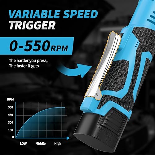 Miniatura 4 de Juego de llaves de trinquete inalámbricas de 38 pulgadas, 40 pies-libras, 550 RPM, trinquete eléctrico de 16.8 V, kit de herramientas de trinquete