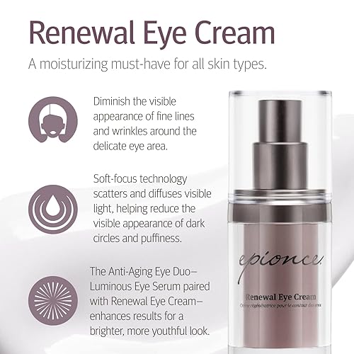 Miniatura 3 de Epionce Renewal Eye Cream - Crema antienvejecimiento, para debajo de los ojos para ojeras, líneas finas, arrugas e hinchazón con ácido hialurónico,