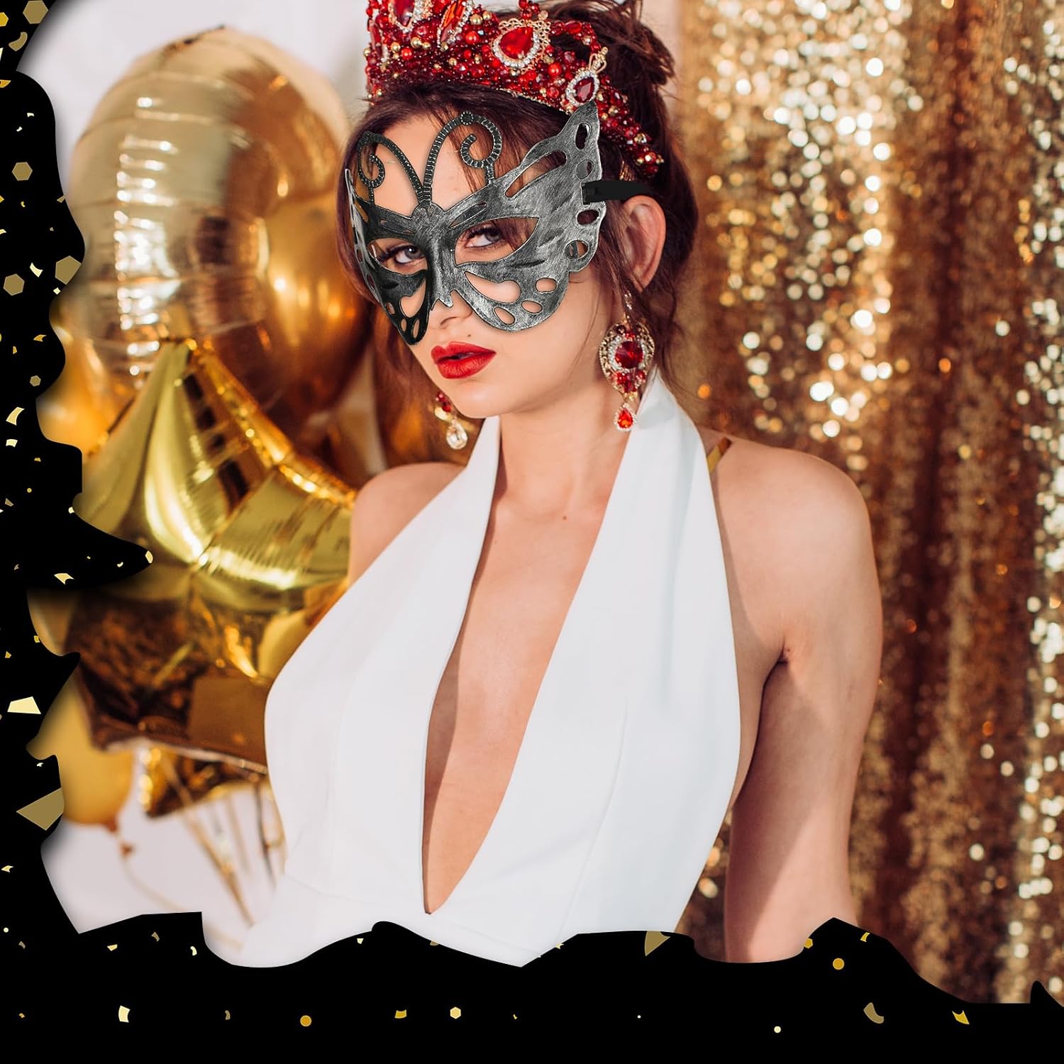 Poen 48 Pcs Mardi Gras Masquerade Masks Antique Masks with Straps for Women Men Mardi Gras Venetian Ball Party