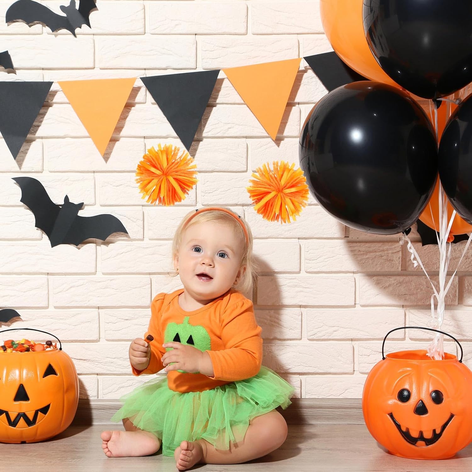 Xinnun 2 Pcs Pom Halloween Christmas Headband Fluffy Head Bopper Pom Party Antenna Headwear Decoration for Cosplay Costume - Image 5