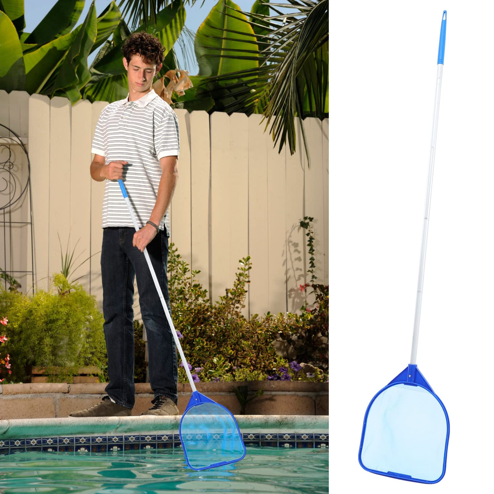 Sosoport 2 Piezas Red De Limpieza De Piscinas Cesta Flotadores De Piscina Inflables De Piscina Bañera Limpiador De Piscinas Nadar SPA Fuente De La Piscina Cosas De Piscina El Plastico Blue
