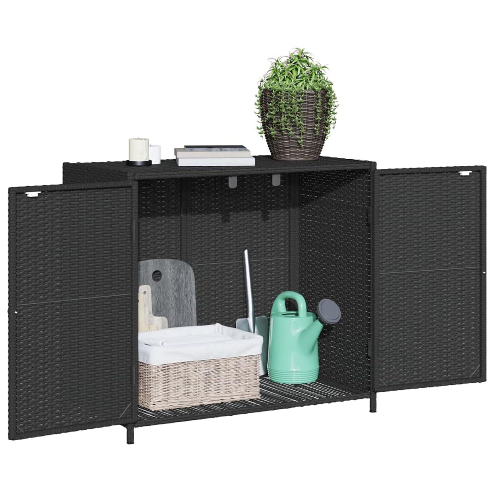 Armadietto Giardino Polyrattan Nero 83x45x76cm - Mobile Esterno Per Terrazzo - Foto 12