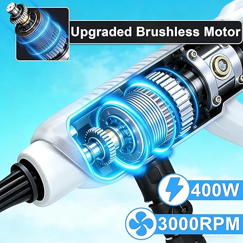 Miniatura 2 de Lavadora a presión inalámbrica alimentada por baterías, lavadora eléctrica portátil de 1500 PSI 2.6 GPM con motor sin escobillas de 400 W, baterías