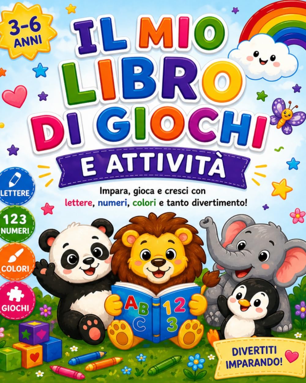 Il mio libro di giochi e attività: Per bambini 3-6 anni – pregrafismo, labirinti, lettere e numeri