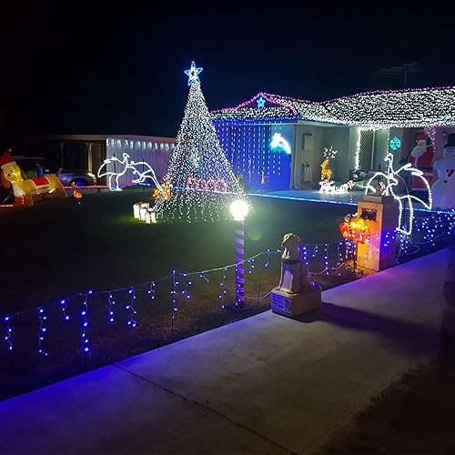 Miniatura 9 de Luces de Navidad para exteriores  99 pies 1216 luces LED de carámbano al aire libre  Enchufe 8 modos de luces parpadeantes para decoraciones de