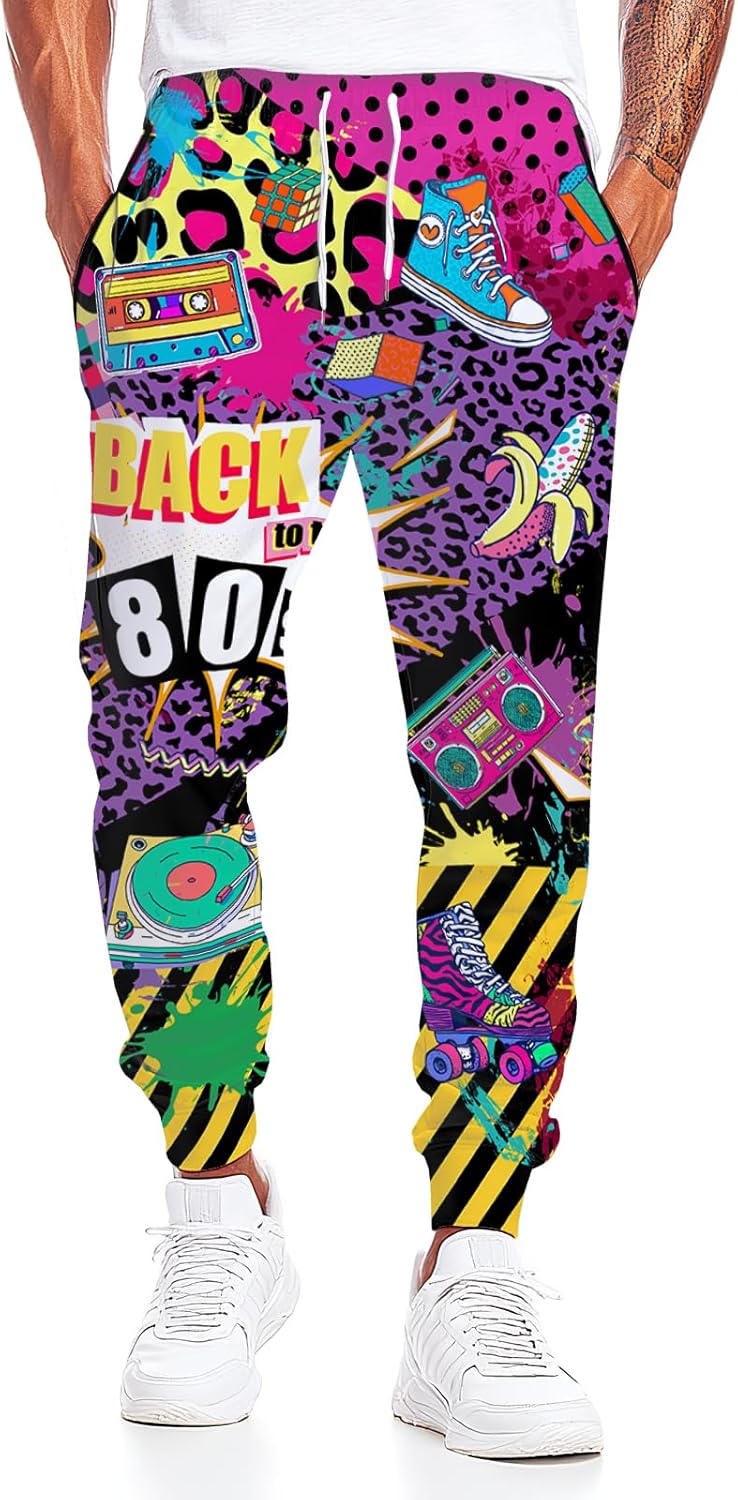 Men's Jogger Pants Funny Sweatpants Warm Cozy Workout Track Pants with Pockets Drawstring